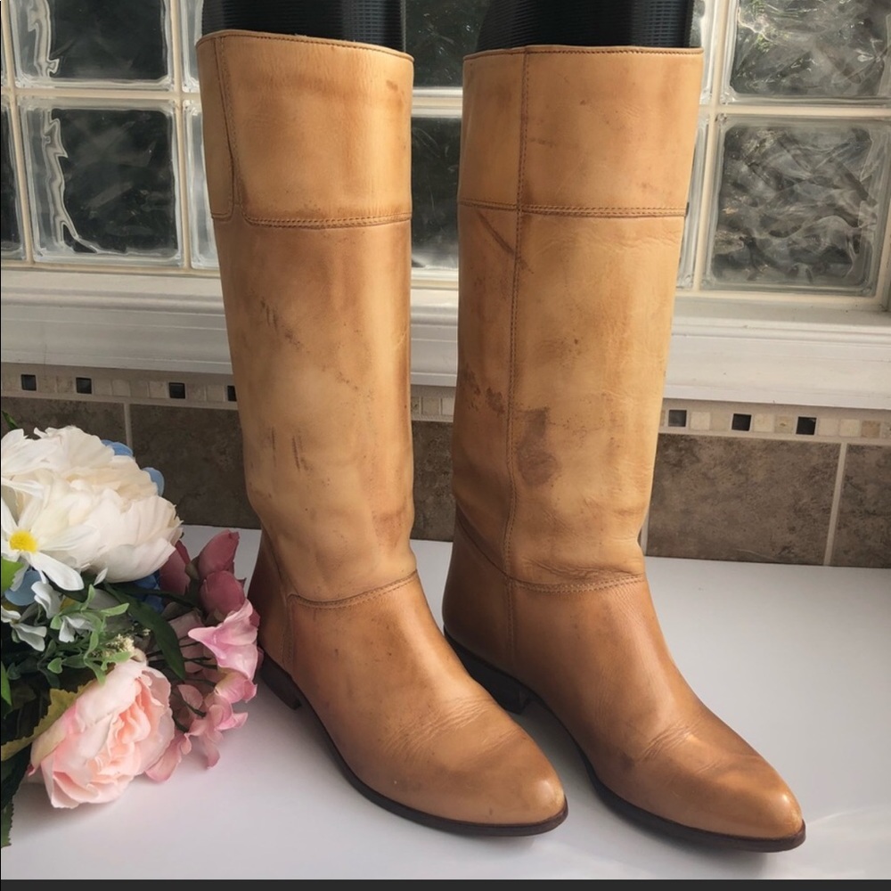 Tan leather boots
